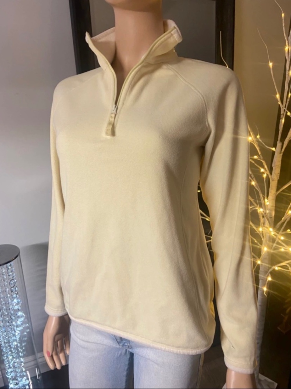 EUC: Mountain Warehouse Women's Lemon Yellow Fleece Pullover 1/4-Zip Sweater (6)